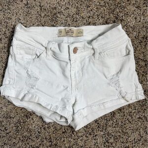 Hollister White Distressed Low Rise Jean Shorts